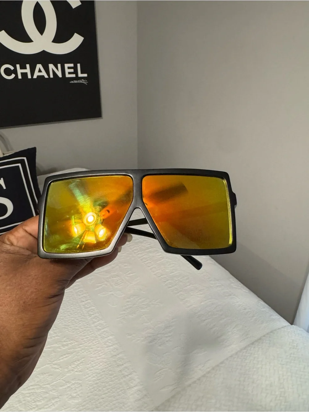 Black Frame Orange Mirrored Men's Sunglasses